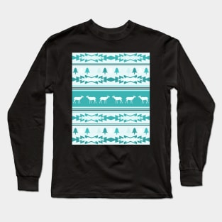 Winter Christmas pattern with deer Long Sleeve T-Shirt